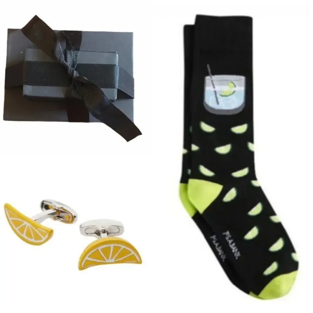 Jos. A. Bank Lemon Cufflinks & Socks Gift Set
